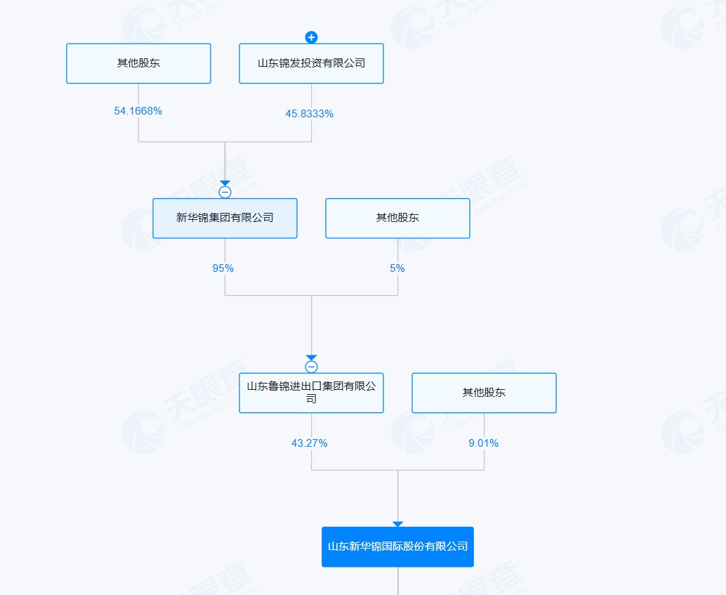 此次被监管点名的新华锦集团德恒财富，系新华锦间接控股股东。来源：天眼查APP